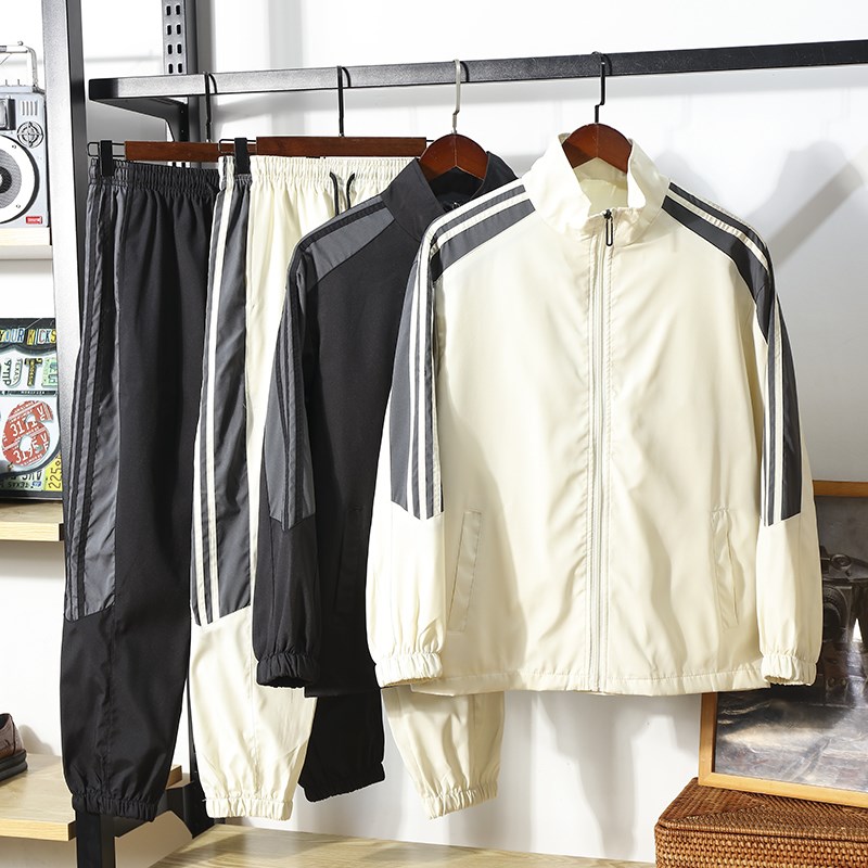 秋季新款男女情侣款拉链开衫立领时尚休闲运动套装两件套