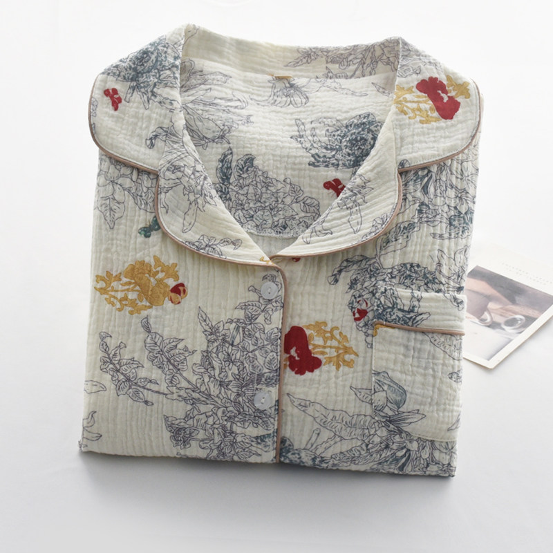 花海女神印花睡衣女士春秋夏季纯棉纱布薄款开衫长袖家居服套装,女士内衣/男士内衣/家居服,睡衣/家居服套装,淘宝优惠券,粉丝福利购,淘宝优惠卷