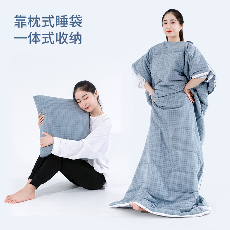 抱枕式纯棉水洗棉睡袋大人儿童户外车载四季款秋冬季成人加厚加宽