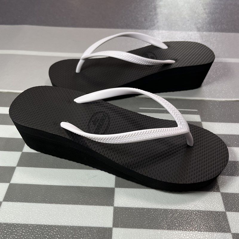 夏季坡跟人字拖女外穿高跟厚底时尚休闲松糕夹脚凉拖沙滩拖鞋黑白,女鞋,人字拖,淘宝优惠券,粉丝福利购,淘宝优惠卷