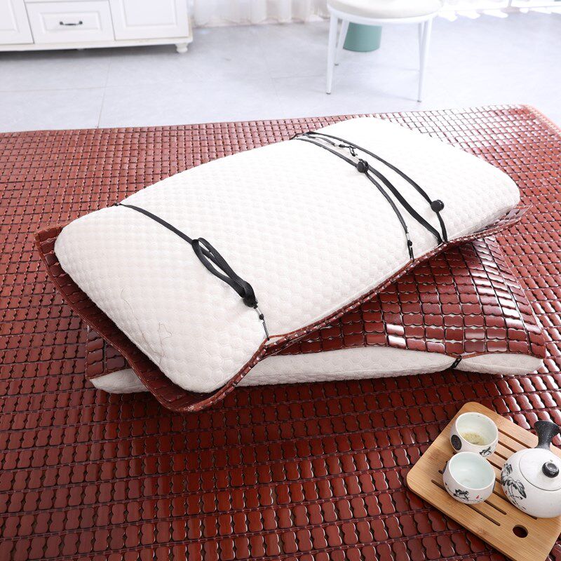 夏季凉席竹枕套麻将碳化枕巾枕头片成人乳胶凉垫单人一对拍2