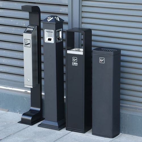 户外立式烟灰缸落地固定不锈钢烟灰柱烟蒂柱吸烟灭烟柱烟头收集器