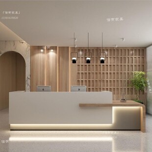 公司简约烤漆前台接待台现代服务台迎宾台吧台酒店大厅办公收银台