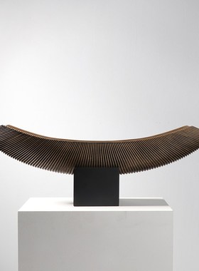 简约现代新中式船型长条摆件样板房售楼处客厅玄关别墅家居装饰品