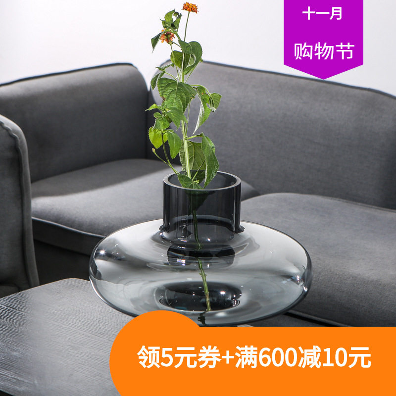 创意北欧手工大肚瓶透明玻璃花瓶新款轻奢家居样板间花艺摆件