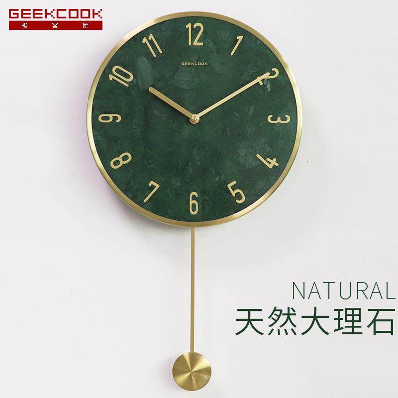 简约北欧大理石摇摆挂钟:轻奢大理金属框带摇摆款天然大理石钟表,自行车/骑行装备/零配件,更多零件/配件,淘宝优惠券,粉丝福利购,淘宝优惠卷