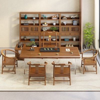 新中式实木大板茶桌椅组合现茶室公室简约风轻奢原木家用茶台,商业/办公家具,茶台/茶桌,淘宝优惠券,粉丝福利购,淘宝优惠卷