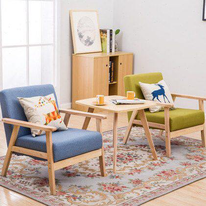 实木阳台小桌椅布艺北欧沙发休闲茶几椅子现代简约轻奢艺术白色