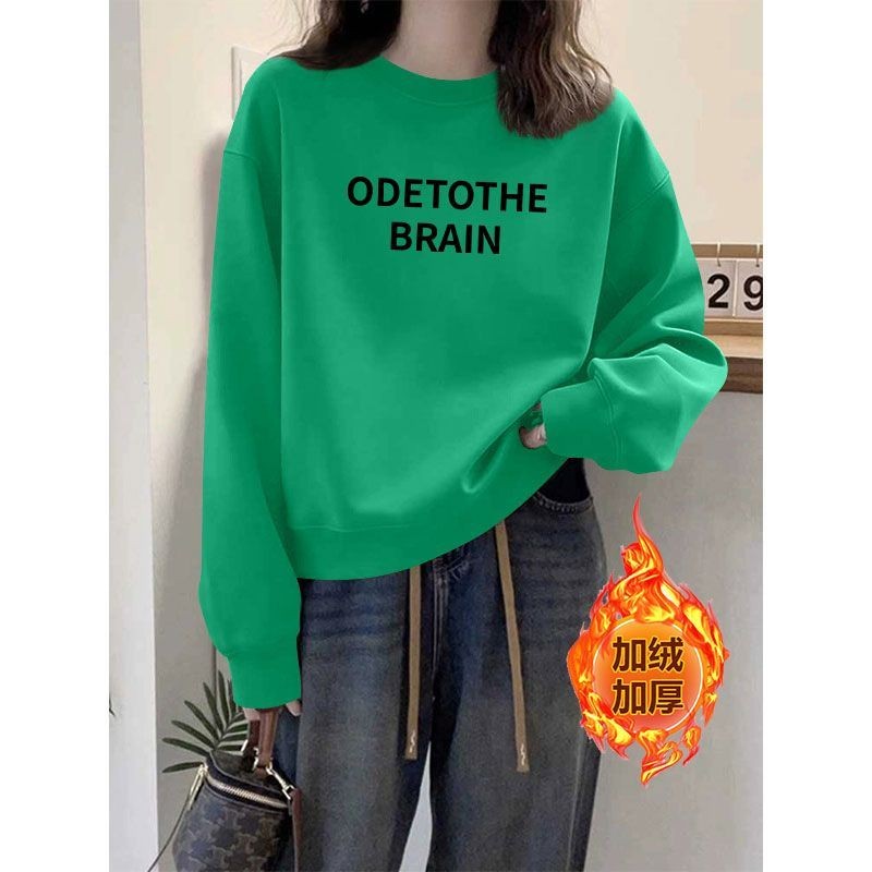 加绒加厚银狐绒纯棉短款卫衣