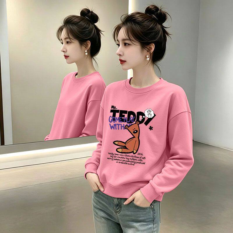 纯棉短款高腰粉色套头卫衣女