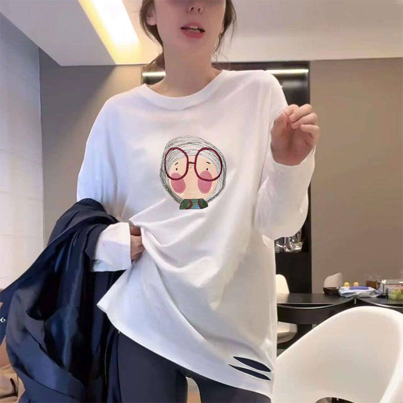 纯棉女装中长款破洞打底衫时尚