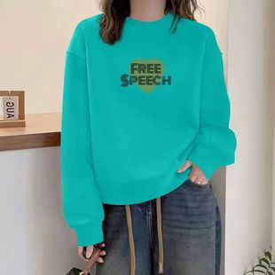 减龄百搭慵懒风小个子显瘦上衣服 高腰纯棉卫衣女时尚 春秋韩版 短款