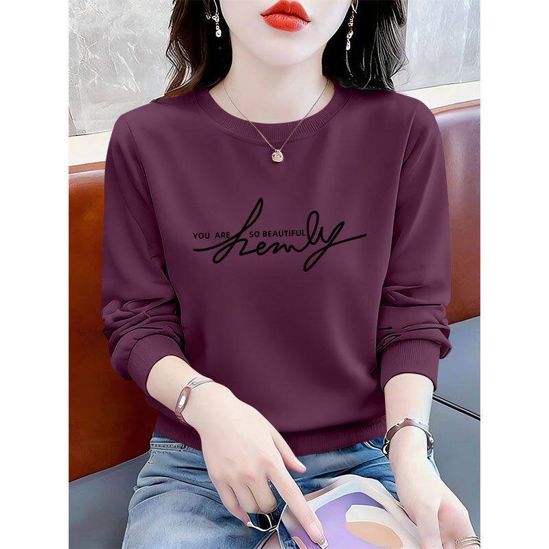 秋冬女士纯棉长袖套头卫衣韩版通勤洋气百搭宽松显瘦慵懒风上衣服