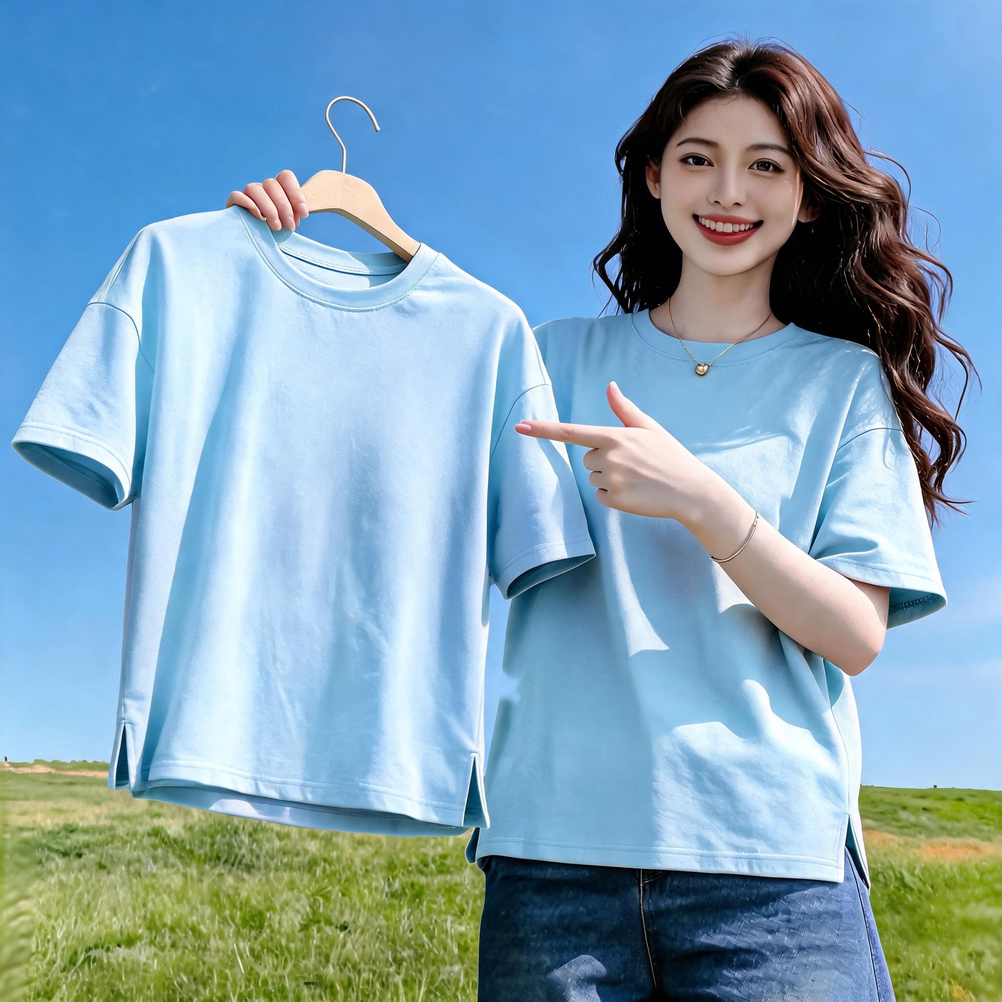 韩系百搭棉质短袖开叉T恤女