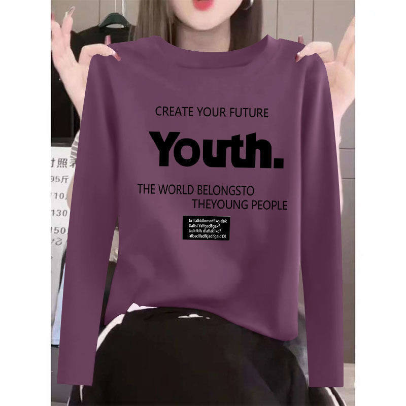 春秋100%纯棉女士休闲圆领T恤时尚洋气新款百搭宽松遮肉显瘦上衣,女装/女士精品,T恤,淘宝优惠券,粉丝福利购,淘宝优惠卷