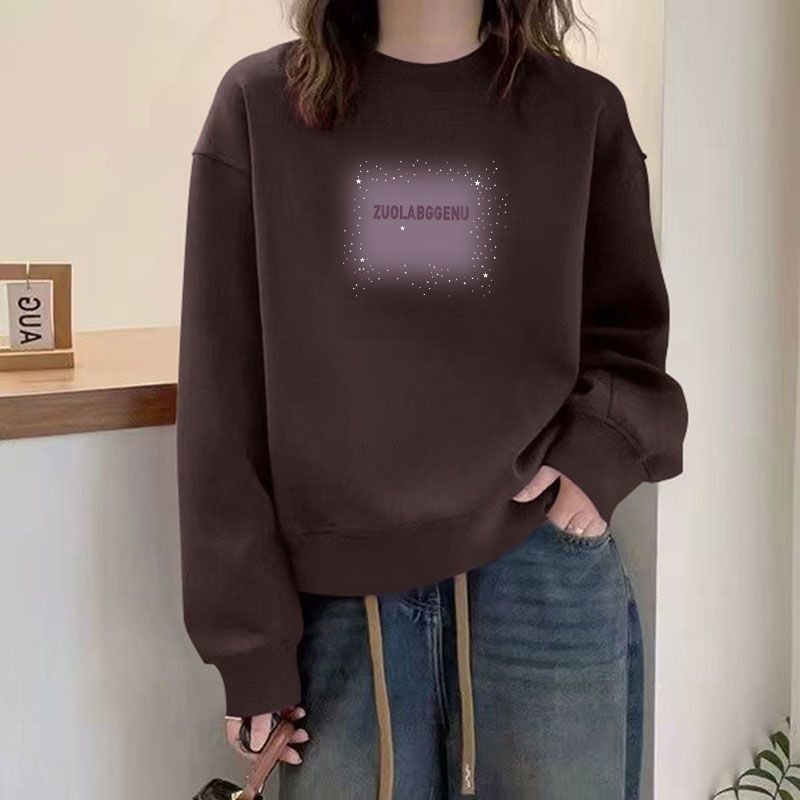 秋冬纯棉复合牛奶丝短款卫衣女时尚韩版洋气慵懒风小个子显瘦上衣