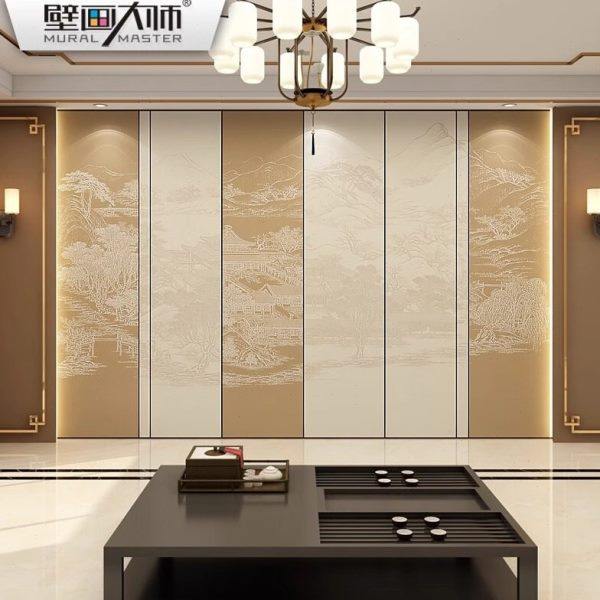 轻奢新中式拼色山水壁布电视背景墙壁纸古风客厅卧室沙发影视墙布,家装主材,无纺布墙纸,淘宝优惠券,粉丝福利购,淘宝优惠卷