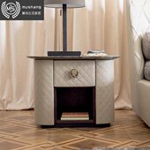 意式 卧室家具Alberta 轻奢床头柜大理石台面椭圆形后现代简约风格