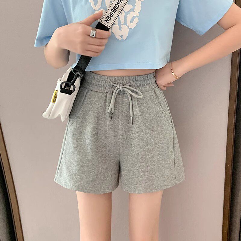 灰色运动短裤女款夏薄款图片