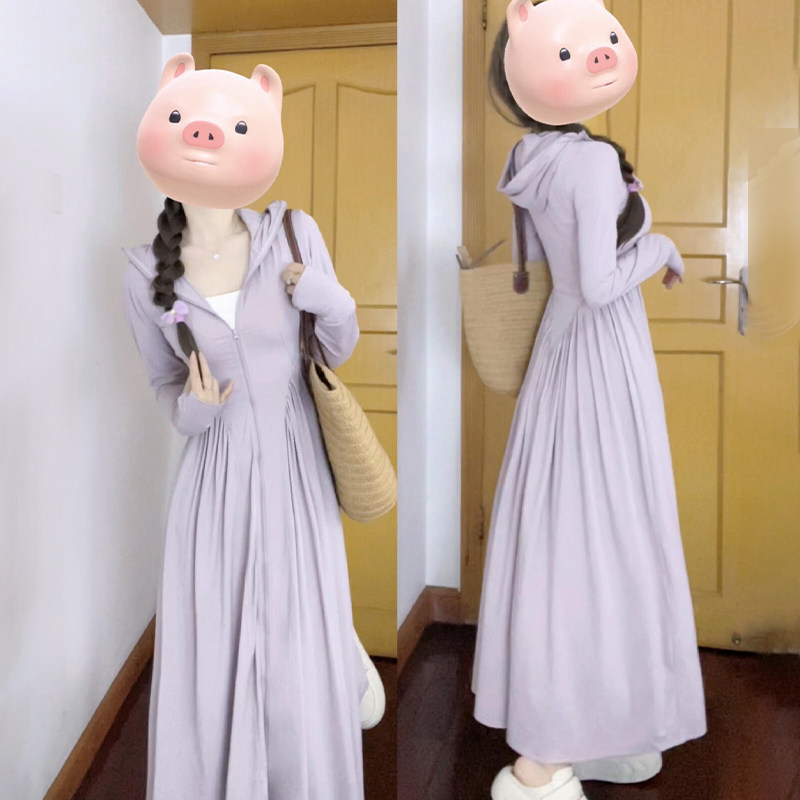 紫色长版全身防晒衣女夏