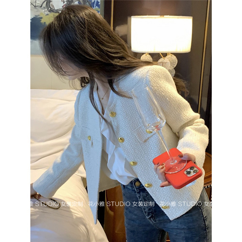 白色小香风外套女秋冬202