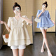 套装 娃娃衫 夏装 洋气孕妇t恤夏季 上衣两件套女夏天 外出时尚 孕妇装