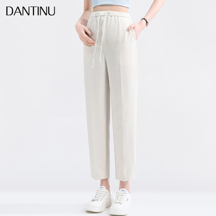 宽松小个子直筒烟管裤 孕妇裤 无托腹抽绳时尚 春夏季 子外穿2025新款