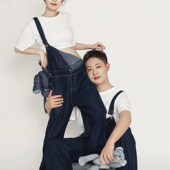 孕妇情侣夫妻写真拍照主题服装 牛仔背带裤 情侣装 孕妇照片写真服装