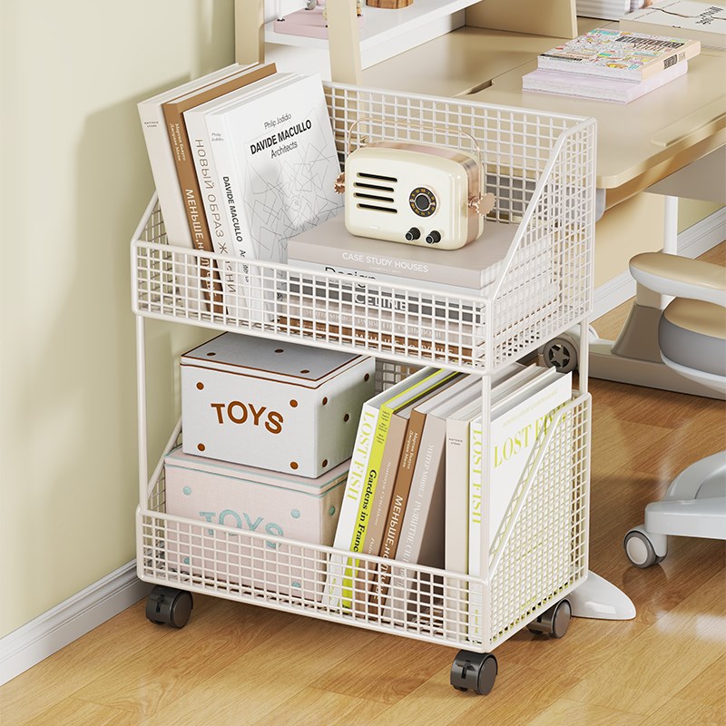 桌边书架置物架落地可移动带轮书架D教室课桌旁学生侧边书本收纳