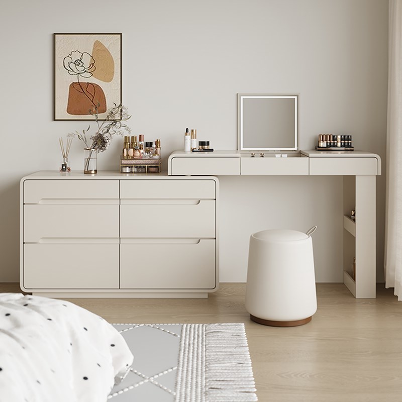 纯实木化妆桌梳妆台斗柜一体卧室简约现代2025新款轻奢.高级感主
