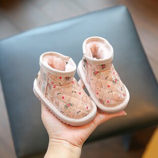 女童棉鞋冬季儿童雪靴加绒加厚保暖小童鞋子男童婴儿鞋1一2-3岁