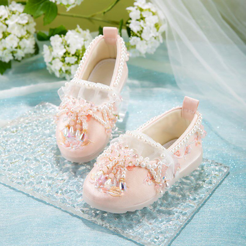 儿童汉服鞋女夏季新款珍珠流苏手工古风刺绣布鞋公主表演单鞋女童,童鞋/婴儿鞋/亲子鞋,儿童汉服鞋,淘宝优惠券,粉丝福利购,淘宝优惠卷
