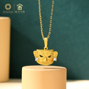 金沙博物馆面具银爆款质感吊坠项链/开口戒指/耳环系列文创饰品