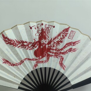 九凤破秽五路扇罗字辈手绘传统手工制作折扇五雷五路法扇高颜值