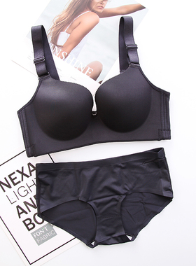 80B90B大码内衣套装薄款全罩杯胖mm大胸显小红色本命年聚拢女文胸