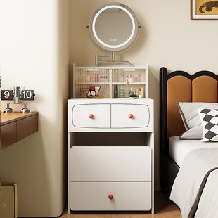 奶油风实木梳妆台小户型卧室简约现代迷你窄50公分60cm小型化妆桌