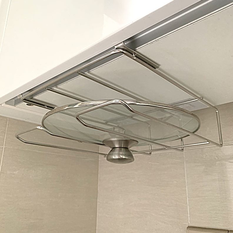 不锈钢锅盖架厨房吊柜下悬挂放锅盖收纳橱柜下菜板置物架