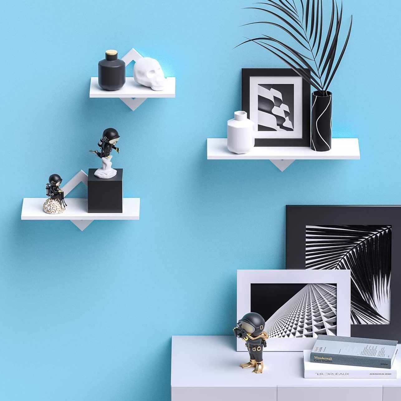 厂家创意电视背景墙置物架墙面浮动相框架壁挂架墙角隔搁板展示架