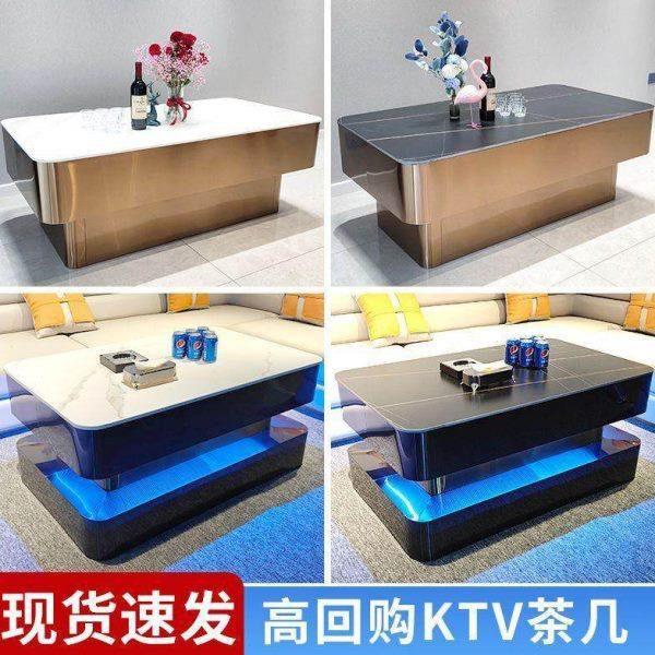 KTV茶几专用酒吧发光岩板影音室不锈钢桌子钢化玻璃现货包邮,商业/办公家具,酒吧桌,淘宝优惠券,粉丝福利购,淘宝优惠卷