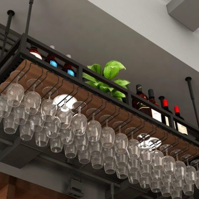 酒吧悬挂倒挂红酒杯架吧台吊架酒瓶置物架吊柜家用高脚杯水杯挂架