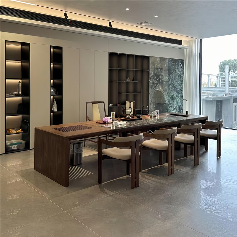 新中式黑胡桃g木茶桌椅组合现代简约轻奢高级感家用办公茶台茶桌