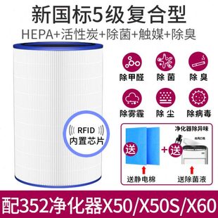 空气净化器滤网除甲醛雾霾思博润 X60滤芯加强活性炭 适用352 X50