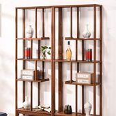 实木多宝阁仿古置物架窄原木古董架 新中式 红木家具 鸡翅木博古架