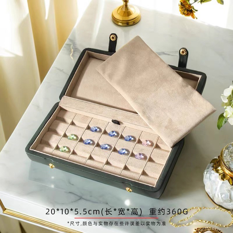 真皮羊皮戒指收纳盒轻奢高z档宝石彩宝钻石首饰裸钻收纳盒