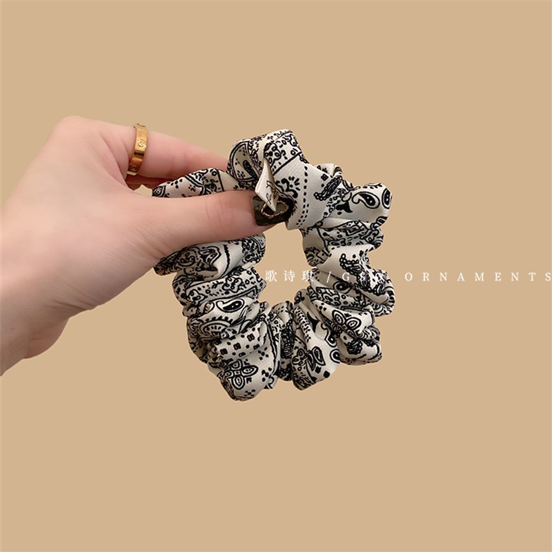 复古印花大肠发圈女2025新款高级感百搭扎头发皮筋Y耐用马尾头绳