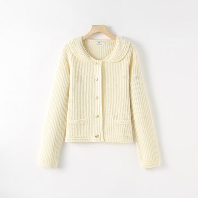 【甜甜粉丝专享】米白色针织开衫25924