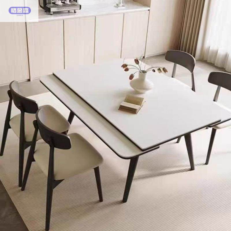 现代简约实木餐桌极简时尚折叠伸缩餐桌椅桌子组合家用方圆小户型