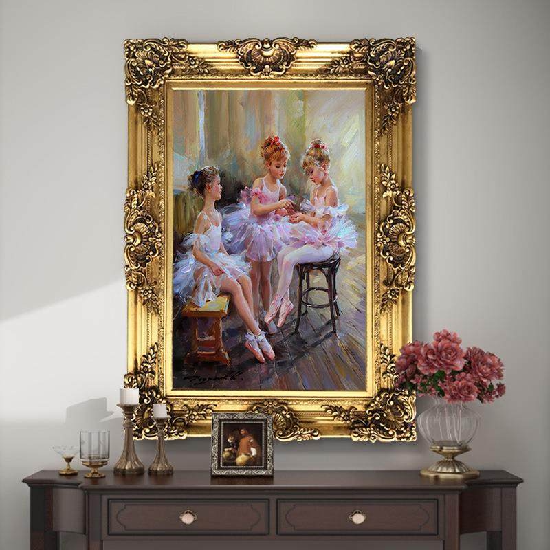世界名画欧式芭蕾舞装饰画印象派人物油画玄关舞蹈房儿童房挂画竖