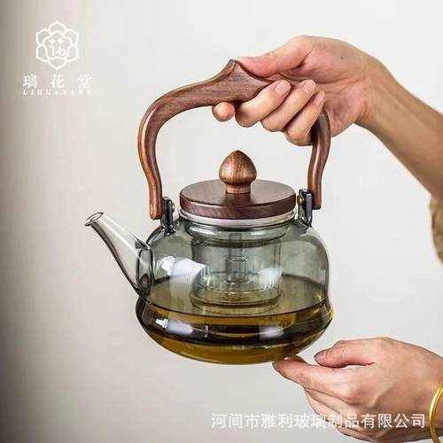 新款耐高温玻璃提梁壶泡茶壶明火加热电陶炉烧水壶耐热玻璃蒸煮壶