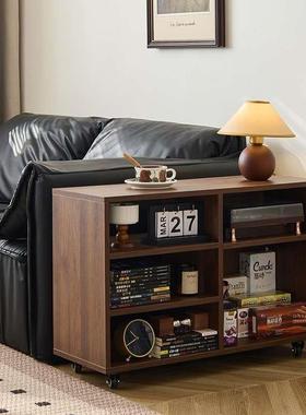 my复古风创意沙发边几可移动茶几黑胡桃木色侧边柜阳台小桌子小推